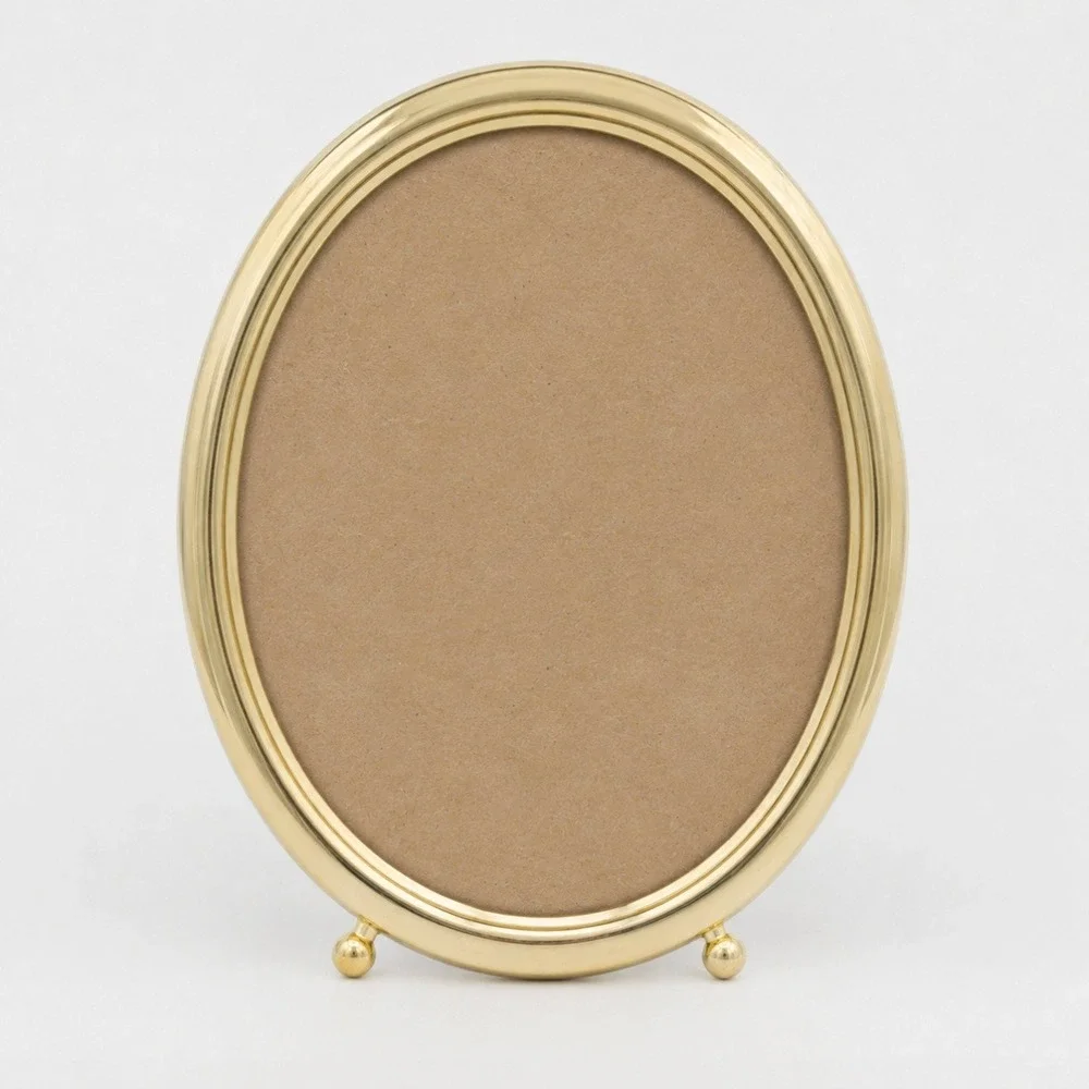 Vintage Hollywood Regency Brass Oval Picture Frame 8x10 Gold Easel Display